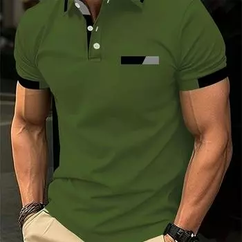 Популярная мужская рубашка поло на пуговицах с цифровой печатью, удобная и дышащая, с воротником и короткими рукавами для ношения на открытом воздухе S белый