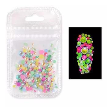 Популярная наклейка для маникюра на Хэллоуин, алмазная светящаяся дрель Ss6-Ss20, многоразмерная смешанная флуоресцентная дрель