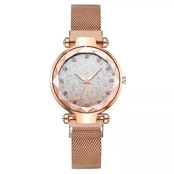 Популярная новая модель, модные женские часы с ленивым магнитным ремешком и бриллиантовой инкрустацией, кварцевые часы красный