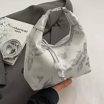 Популярная новая ручная женская сумка в китайском стиле 2024 весна и лето Новый стиль атласная вышитая сумка для пельменей Модная модная сумка через плечо