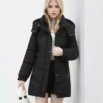 Популярная одежда из хлеба, пуховая хлопковая одежда, женская осенне-зимняя утолщенная одежда из хлопка средней и длинной длины, свободное модное пальто M зелёный