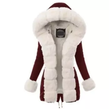 Популярная одежда из хлопка Зимняя женская одежда Теплая куртка Пальто с капюшоном Свитер с воротником Хлопковое пальто S