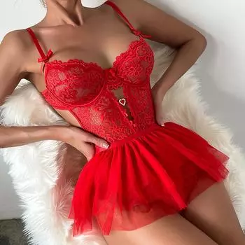 Популярная одежда, симпатичная девушка в стиле love кружево прозрачное открытое сексуальное нижнее белье чистое желание цельный комплект юбки S