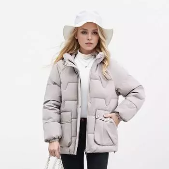 Популярная осенне-зимняя одежда из хлопка, женская модная куртка с капюшоном из утолщенного хлопка M