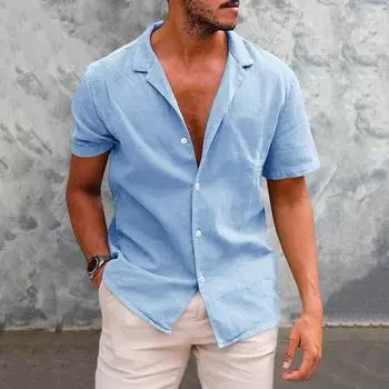 Популярная пляжная рубашка кардиган уличная свободная мужская офисная повседневная одежда одежда для поездок на работу XL небесно-голубой