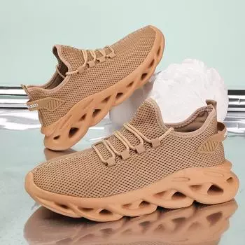 Популярная повседневная спортивная обувь большого размера, мужская сетчатая обувь с закрученным дном, повседневная мужская обувь для бега с амортизацией, легкая мягкая подошва 36 чёрный