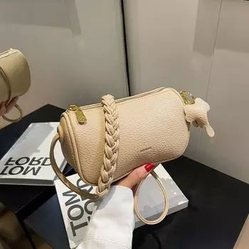 Популярная простая и модная популярная женская сумка с узором личи, весна/лето 2023, легкая сумка на одно плечо с диагональным плечом чёрный