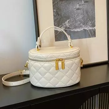 Популярная простая сумка женская сумка 2024 новая ромбовидная текстура сумка-ведро маленькая сумка-мессенджер белый