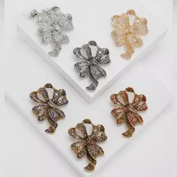 Популярная ретро-брошь-бантик из ленты со стразами, высококачественная персонализированная булавка, модные аксессуары для одежды