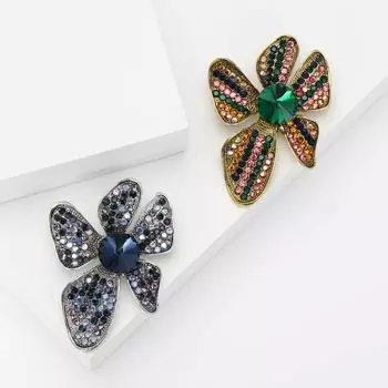 Популярная ретро-брошь из сплава с бриллиантами в виде цветка, высококачественная элегантная женская одежда, корсаж, ювелирные изделия, булавка в виде растения