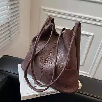 Популярная ретро-сумка через плечо, новые женские повседневные универсальные сумки через плечо, текстурные мягкие кожаные сумки-ведра, осенний тренд