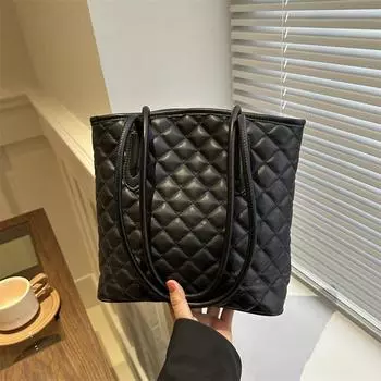 Популярная ромбовидная текстурированная универсальная сумка для женщин 2024 года, новая модная большая вместительная сумка-тоут на одно плечо под мышкой белый