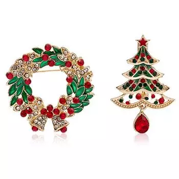 Популярная рождественская елка с металлическими каплями масла, гирлянда с полыми бриллиантами, брошь, женская одежда, аксессуары, корсаж