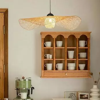 Популярная ручная плетеная потолочная люстра, лампа из ротанга, плетеная домашняя спальня, бамбуковая художественная лампа, подвесной светильник E27 NO Bulb