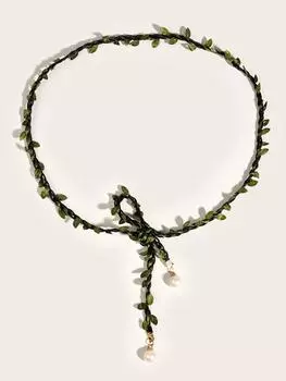 Популярная ручной работы хлопковая и льняная плетеная веревка на талию с бахромой из листьев, пояс-цепочка для женщин