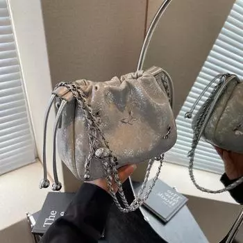 Популярная серебряная маленькая сумка для женщин, новая металлическая сумка-бабочка в стиле «облако», сумка через плечо в корейском стиле, осень-зима