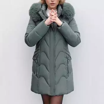 Популярная средняя и длинная хлопковая одежда для женщин 2024 года, новая повседневная модная одежда высокого класса с хлопковой подкладкой и толстой вышивкой XL чёрный