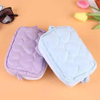 Популярная стеганая косметичка с узором в виде сердца, органайзер для косметики, эстетическая косметичка-клатч, большая вместимость, женская косметичка синий