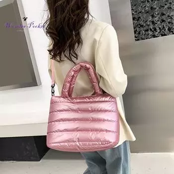 Популярная стеганая сумка-тоут большой емкости с защитой от деформации на каждый день синий