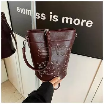 Популярная сумка этого года женская осень и зима 2024 новая универсальная сумка через плечо повседневная сумка-ведро фуксия