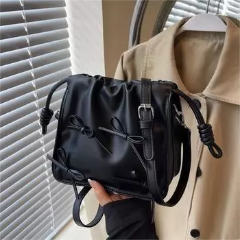 Популярная сумка-бантик женская летняя универсальная маленькая квадратная сумка повседневная сумка-мессенджер чёрный