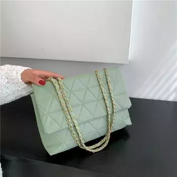 Популярная сумка большой вместимости, женская новая корейская версия модной сумки через плечо с бриллиантами, сумка-тоут из искусственной кожи с цепочкой белый