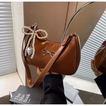 Популярная сумка через плечо из искусственной кожи с застежкой-молнией и цепочкой, однотонная, с дугообразной строчкой, модная, мягкая, универсальная, женская сумка через плечо