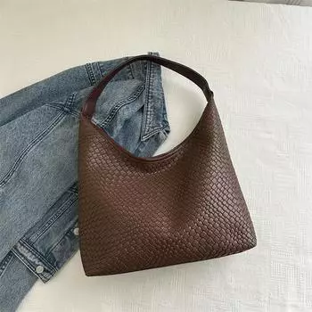 Популярная сумка для отдыха и поездок на работу, простая сумка-тоут, сумка через подмышку, большая вместимость, сумка на плечо коричневый