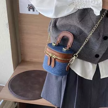 Популярная сумка для женщин 2024 года из зарубежной коллекции, новая осенне-зимняя сумка высокого класса в стиле ретро, мини-сумка через плечо светло-синий