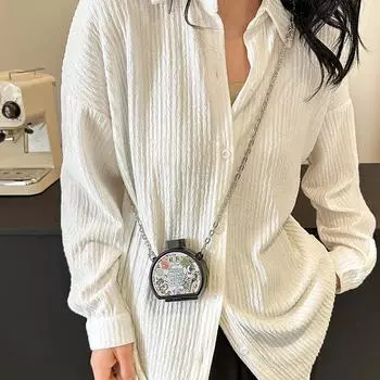 Популярная сумка Niche design для женщин 2024 года, лето, новая мода, универсальная сумка через плечо, цепочка, кроссбоди, маленькая круглая сумка прилив