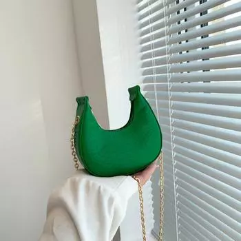 Популярная сумка-полумесяц, новая женская сумка 2024 года, повседневная ретро-сумка на плечо, трендовая сумка-мессенджер с цепочкой, женская сумка чёрный