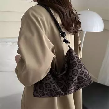 Популярная сумка с леопардовым принтом большой вместимости для женщин на осень и зиму, новая универсальная сумка через плечо, повседневная сумка-ведро на одно плечо