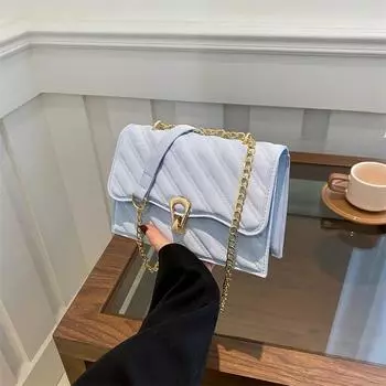 Популярная сумка с вышитой нитью, женская, новинка 2024 года, простая сумка-мессенджер через плечо с ромбами, маленькая квадратная сумка для переноски вручную чёрный