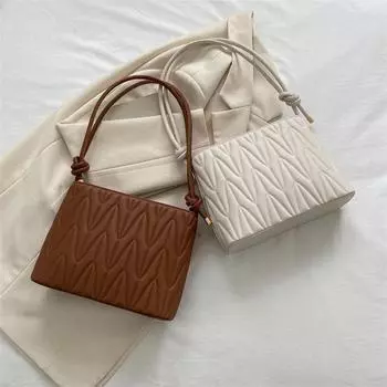 Популярная сумка с вышивкой нитью, новая женская сумка, повседневная универсальная сумка-мессенджер на одно плечо, сумка-ведро под мышкой белый