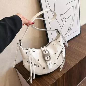 Популярная сумка-седло из масляно-вощеной кожи большой емкости, сумка для автомобиля фаната Spice Girls, модная, индивидуальная, универсальная сумка-мессенджер через плечо 30*7*20 белый