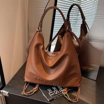 Популярная сумка-тоут большой вместимости, женский текстурный рюкзак, сумка-мессенджер через плечо для поездок на работу и в поездки. коричневый