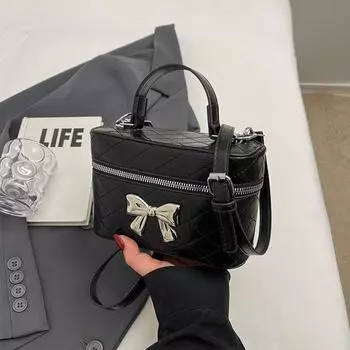 Популярная сумка-ведро с бантом для женщин, повседневные модные сумки через плечо в стиле ретро, новая универсальная сумка для студентов, для поездок на работу Mini(Max Length<20cm)