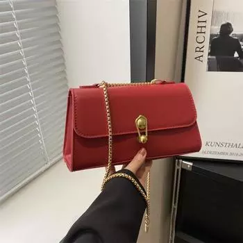 Популярная текстура маленькая квадратная сумка 2024 новая корейская версия модная простая цепочка подмышечная сумка иностранный стиль сумка через плечо чёрный