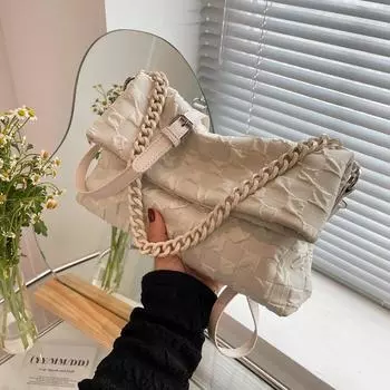 Популярная текстурная маленькая сумка, женская сумка, новинка лета 2022, универсальная сумка на плечо с цепочкой, модная модная сумка через плечо, сумка