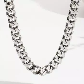 Популярная трендовая цепочка из нержавеющей стали в стиле хип-хоп, толстая невыцветающая цепочка серебряный