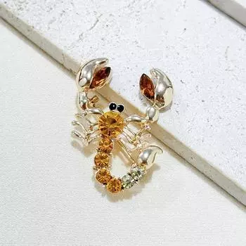 Популярная трендовая модная универсальная брошь в виде скорпиона со стразами, булавка унисекс от производителя оптом