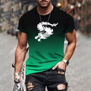 Популярная трендовая мужская футболка Gradient Series с 3D-принтом, свободная, с короткими рукавами, с круглым вырезом, мужская спортивная повседневная футболка XS