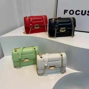 Популярная в этом году фактурная маленькая женская сумка 2024 года, новая модная сумка на цепочке, сумка-мессенджер через плечо, маленькая квадратная сумка белый