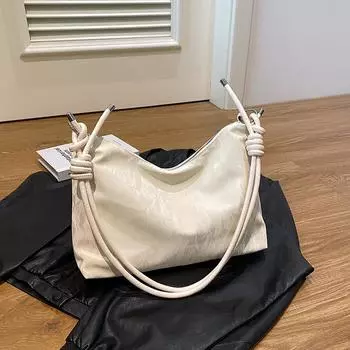 Популярная в этом году корейская сумка-тоут через подмышку для женщин 2024 года, новая универсальная вместительная сумка-тоут для студентов белый