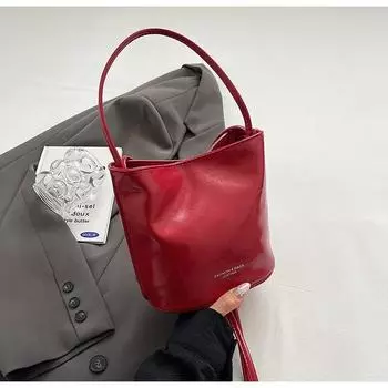 Популярная в этом году красная сумка женская новая модная универсальная сумка-мессенджер высокого класса портативная сумка-ведро