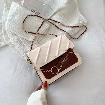 Популярная в этом году маленькая квадратная сумка женская осень 2024 года новая универсальная высококачественная сумка-цепочка на одно плечо ретро сумка-мессенджер белый