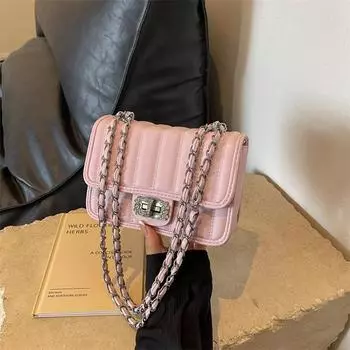 Популярная в этом году маленькая сумка женская сумка 2024 новая модная универсальная нишевая сумка с цепочкой из бриллиантов осенняя сумка-мессенджер маленькая квадратная сумка серебряный
