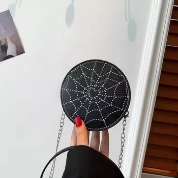 Популярная в этом году модная корейская версия темпераментной цепочки, маленькая женская сумка 2024 года, осень и зима, новая универсальная маленькая круглая сумка белый