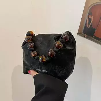 Популярная в этом году модная маленькая сумка женская 2024 новая модная сумка-цепочка жемчужная сумка через плечо сумка-ведро белый