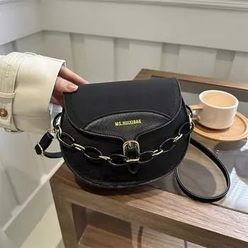 Популярная в этом году модная сумка женская 2024 новая однотонная повседневная сумка через плечо модная нишевая сумка-седло сумка-мессенджер белый